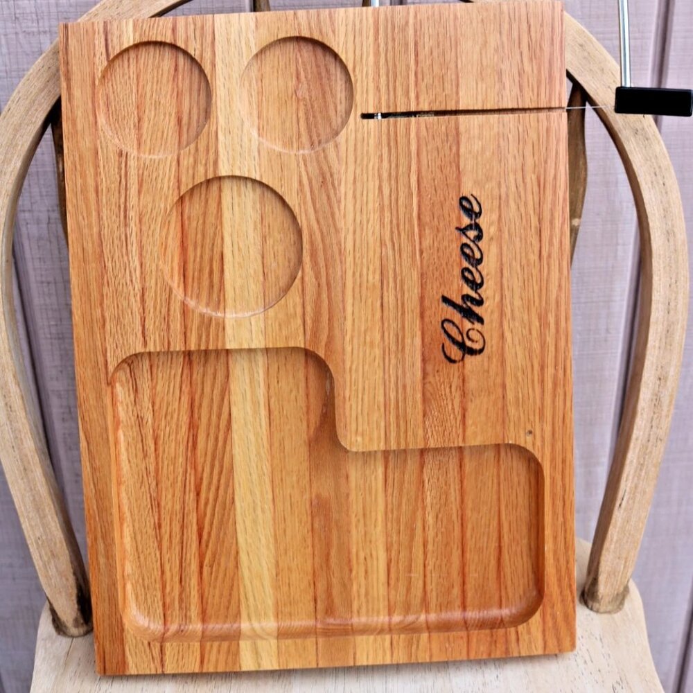 Vermillion Cheese and Wine Serving Tray with Glasses and a Pitcher